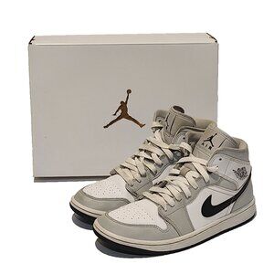 NIKE Air Jordan 1 Mid Womens size 9 mens 7.5 Grey Fog Black White BQ6472-015